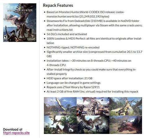 Monster Hunter: World (v161254 + 56 DLCs + Multiplayer, MULTi12).